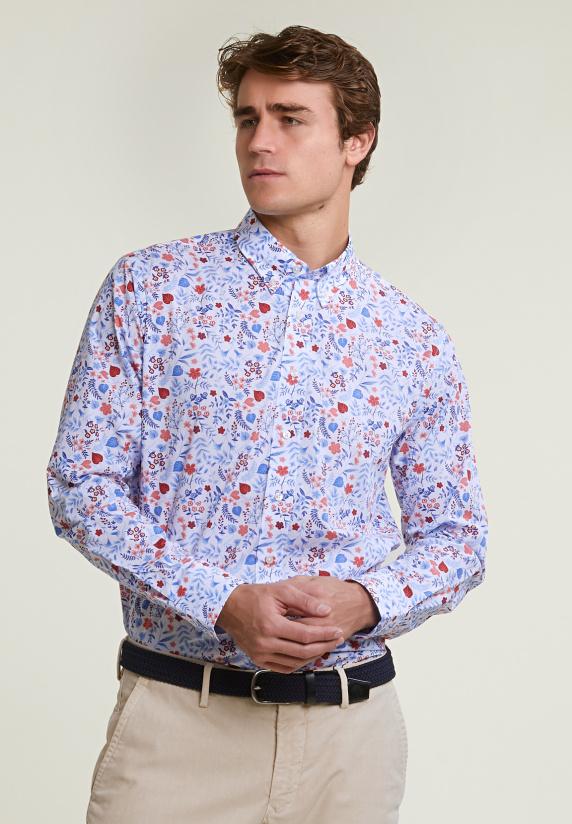 River Woods Custom Fit Gebloemd Hemd Multi