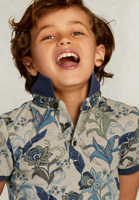 River Woods Custom Fit Gebloemde Polo Equator Mix