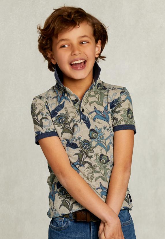 river woods Custom fit gebloemde polo equator mix