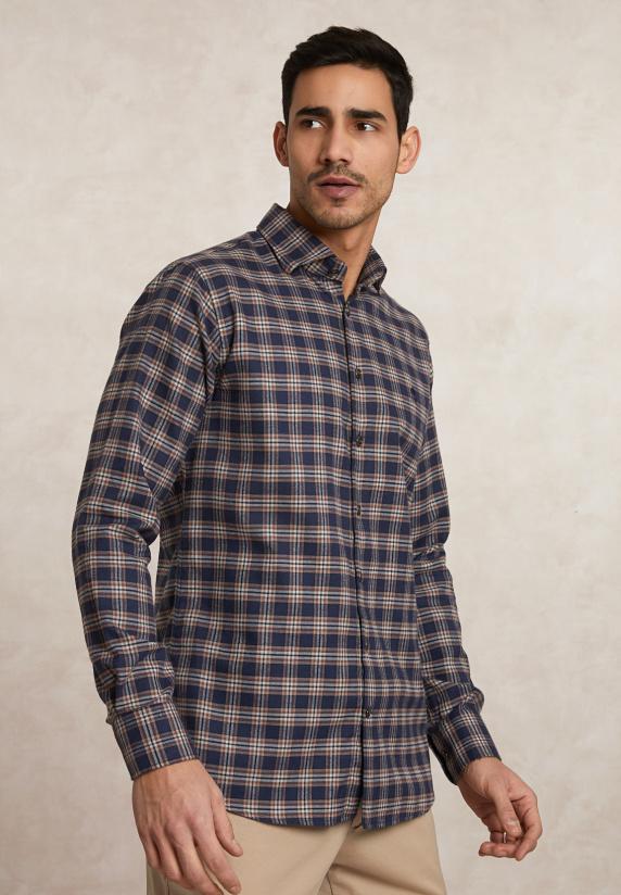 river woods Custom fit geruit flanellen hemd multi