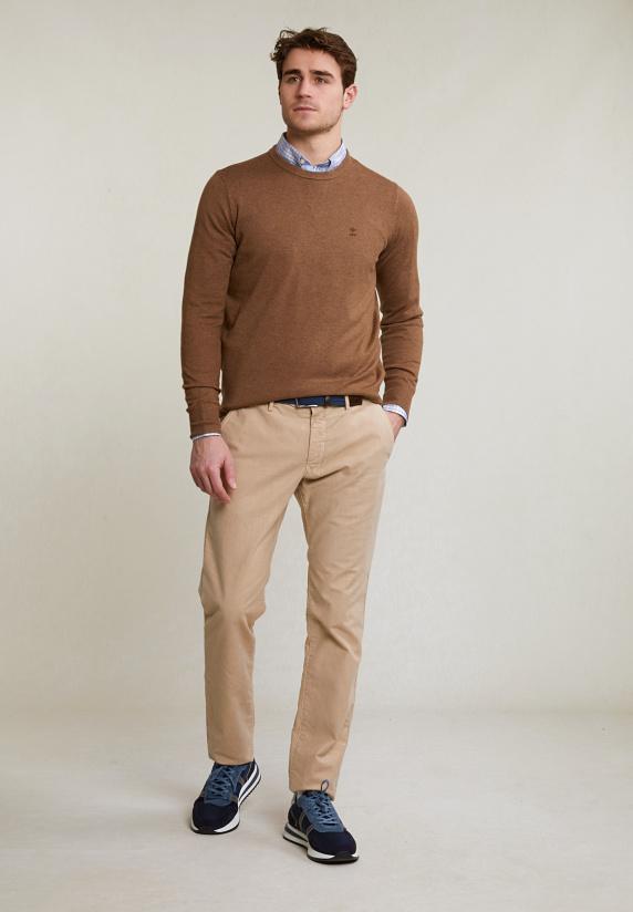 River Woods Custom Fit Geruit Hemd Blauw/beige