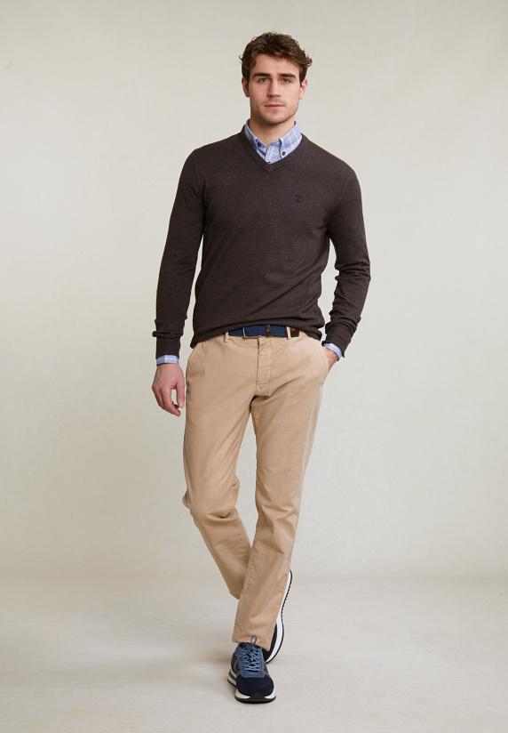 River Woods Custom Fit Geruit Hemd Blauw