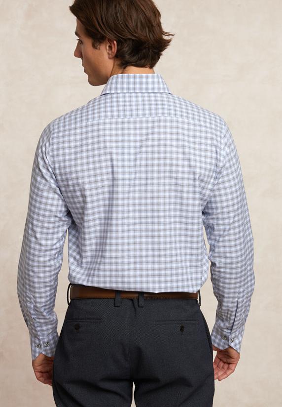 River Woods Custom Fit Geruit Hemd Blauw/grijs