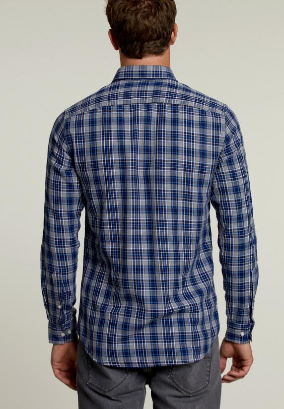 River Woods Custom Fit Geruit Hemd Blauw/grijs