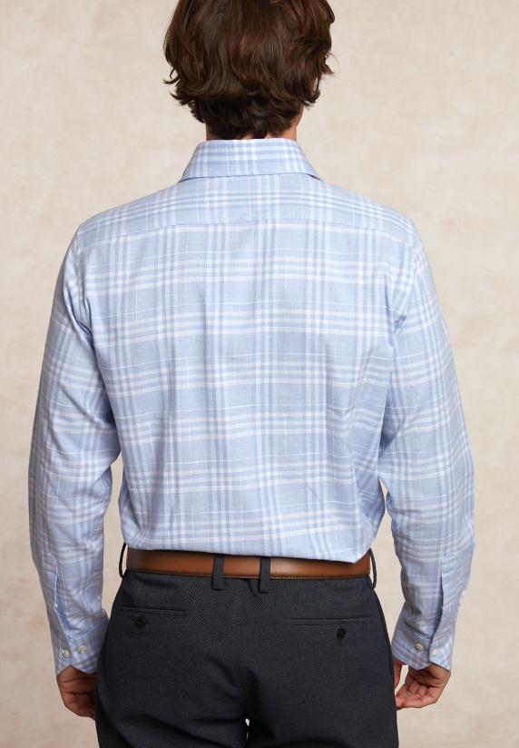 River Woods Custom Fit Geruit Hemd Blauw/wit