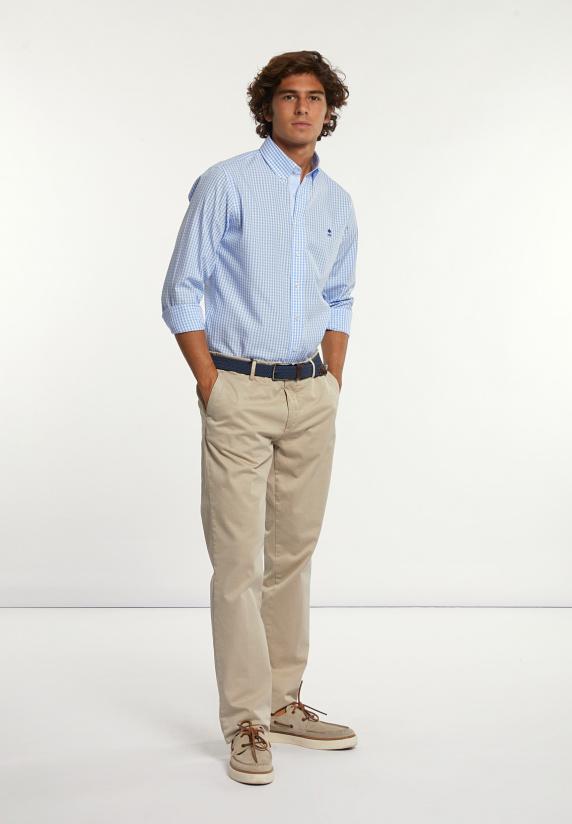 River Woods Custom Fit Geruit Hemd Blauw/wit