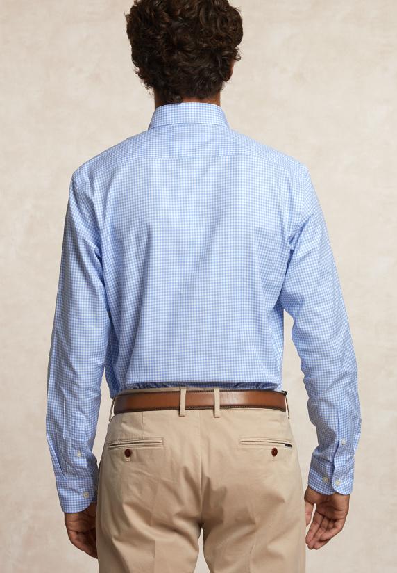 River Woods Custom Fit Geruit Hemd Blauw/wit