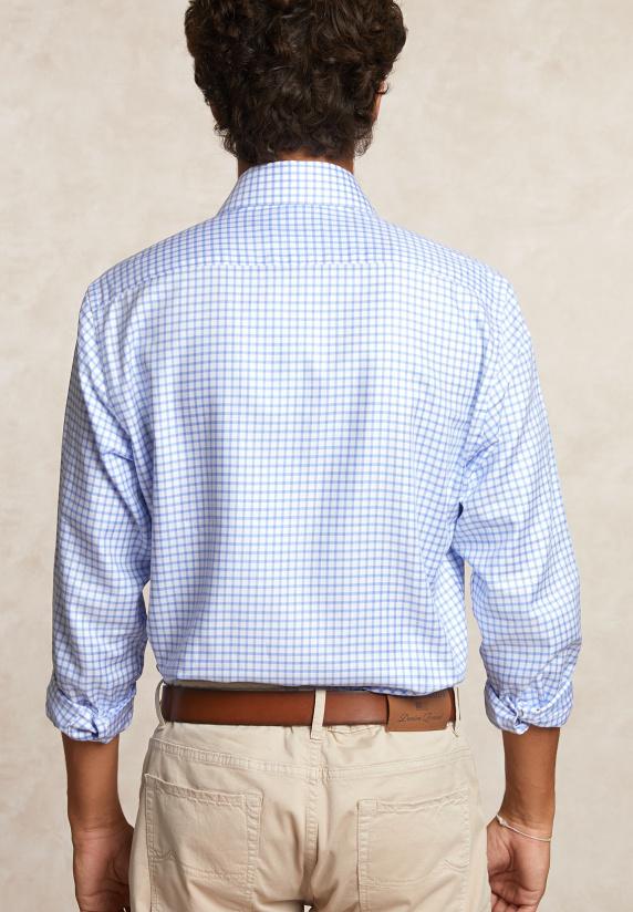 River Woods Custom Fit Geruit Hemd Blauw/wit