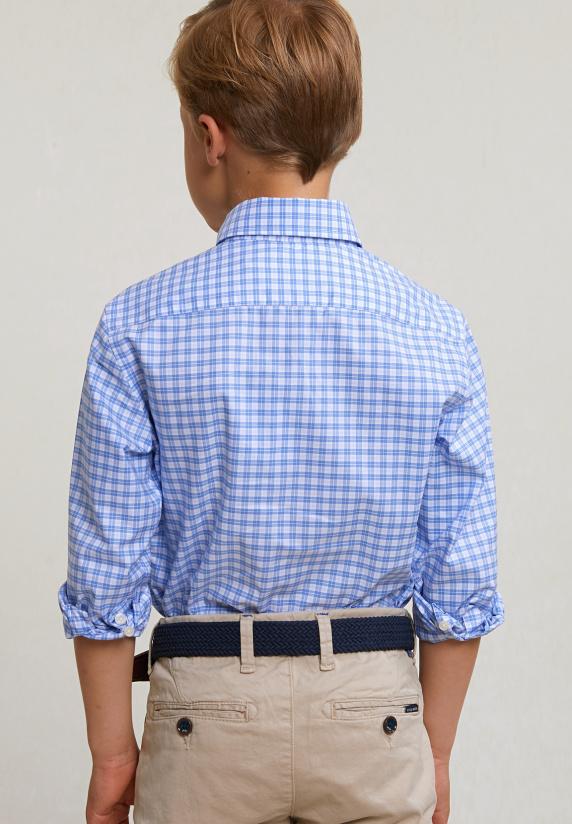 River Woods Custom Fit Geruit Hemd Blauw/wit