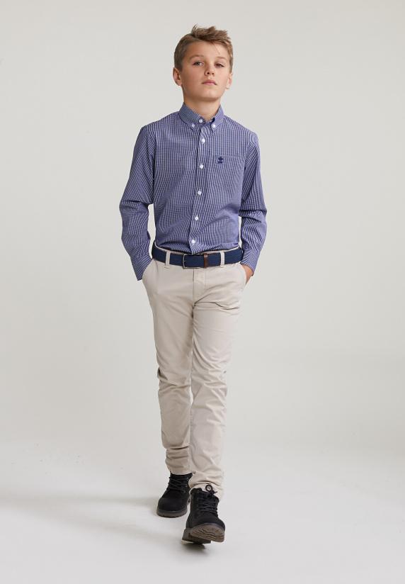 River Woods Custom Fit Geruit Hemd Blauw/wit