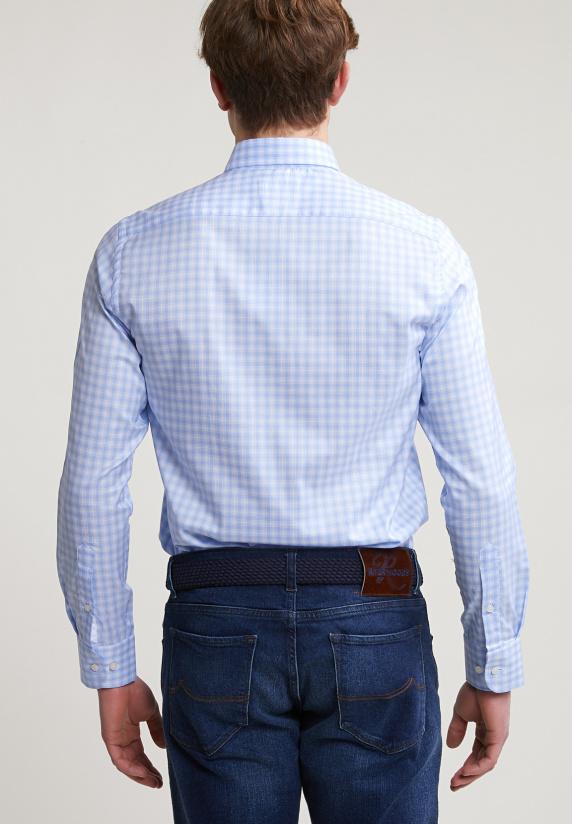 River Woods Custom Fit Geruit Hemd Blauw/wit