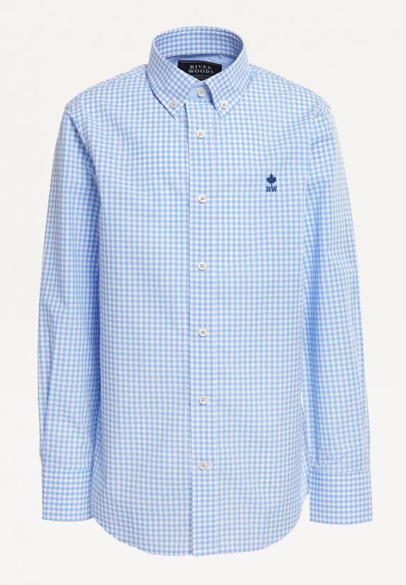 river woods Custom fit geruit hemd blauw/wit