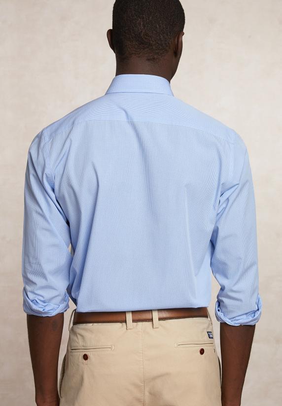 River Woods Custom Fit Geruit Hemd Blauw/wit