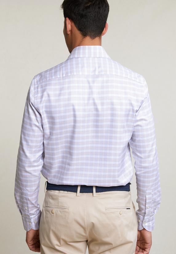 River Woods Custom Fit Geruit Hemd Bruin/wit