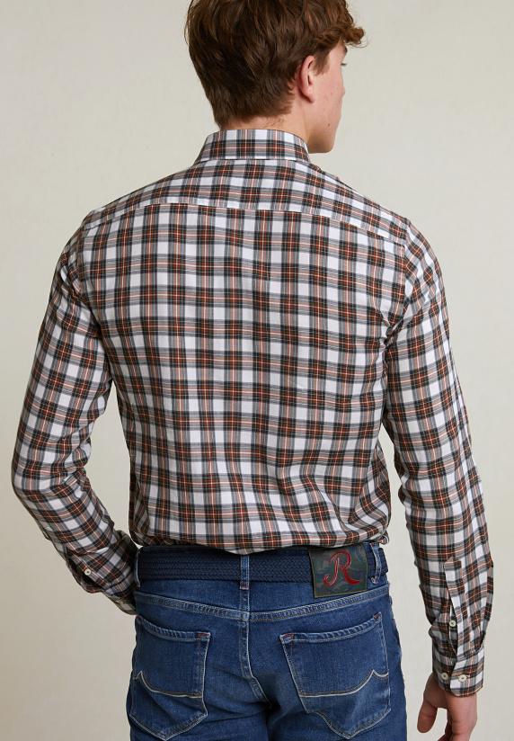 River Woods Custom Fit Geruit Hemd Groen/beige