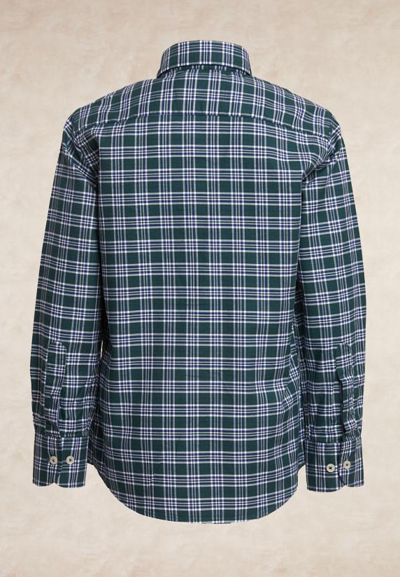 River Woods Custom Fit Geruit Hemd Groen/blauw