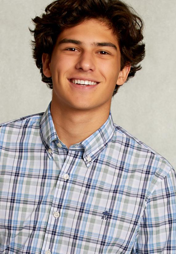 River Woods Custom Fit Geruit Hemd Groen/blauw