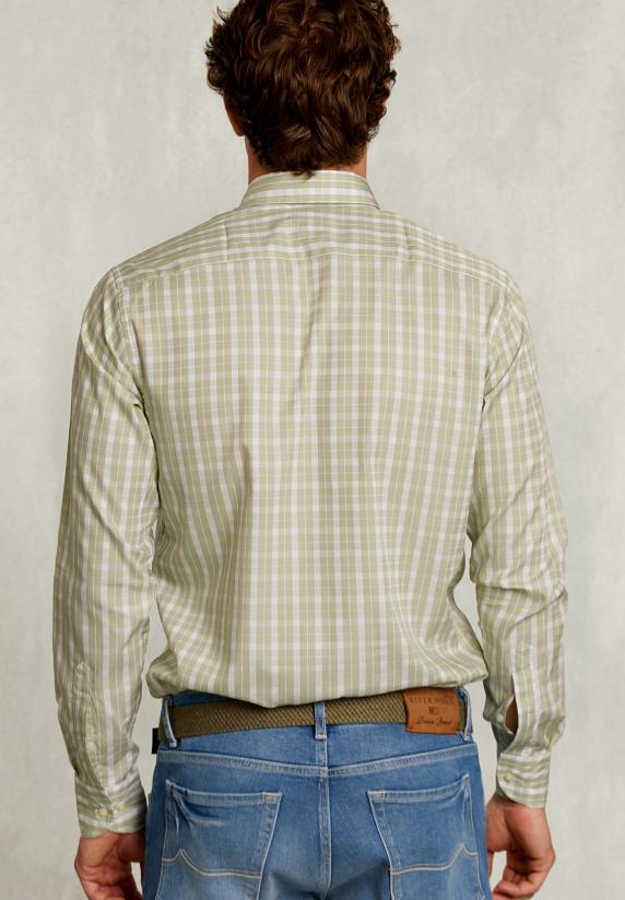 River Woods Custom Fit Geruit Hemd Groen/wit