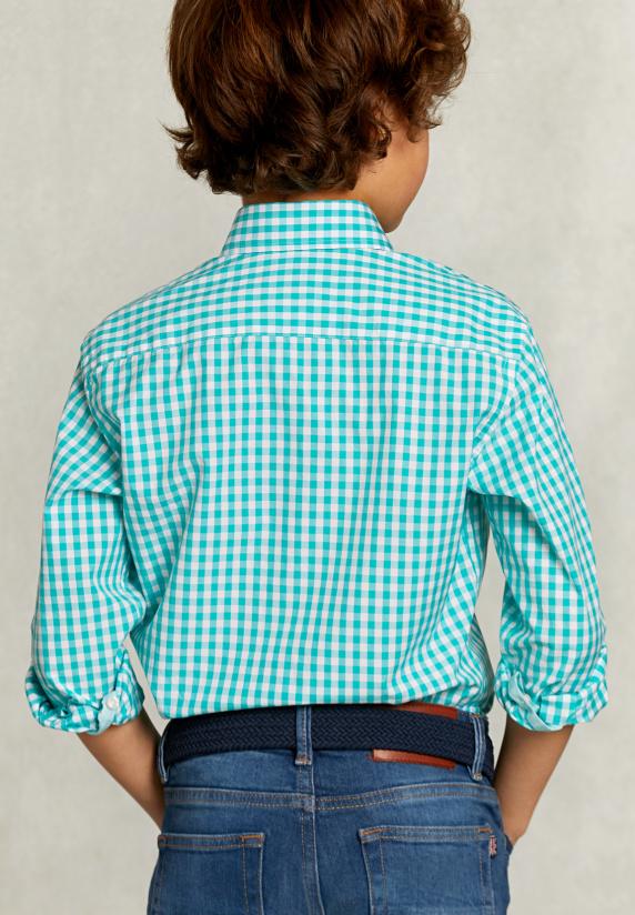 River Woods Custom Fit Geruit Hemd Groen/wit