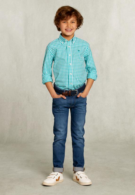 River Woods Custom Fit Geruit Hemd Groen/wit