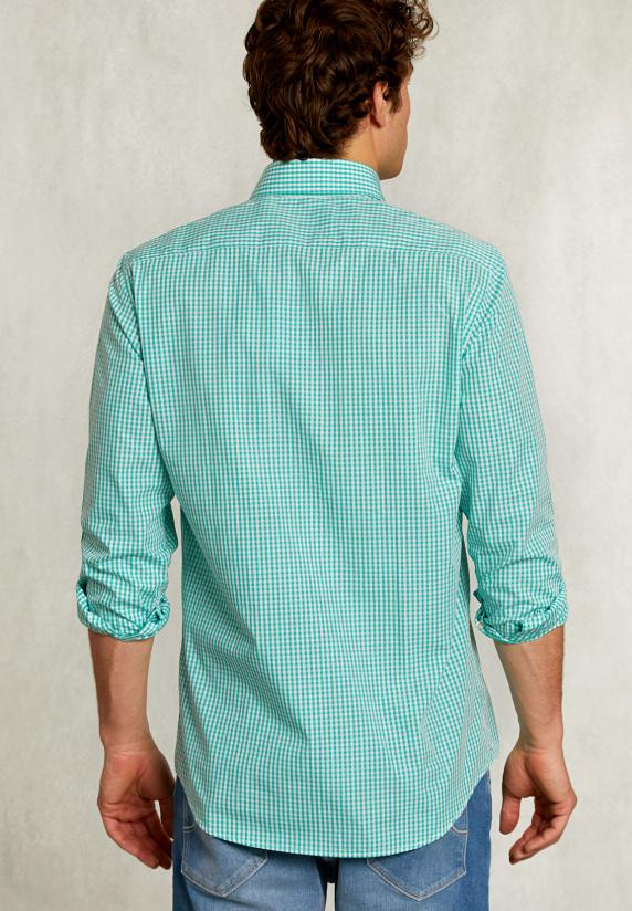 River Woods Custom Fit Geruit Hemd Groen/wit