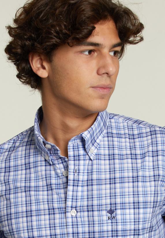 River Woods Custom Fit Geruit Hemd Met Zak Multi