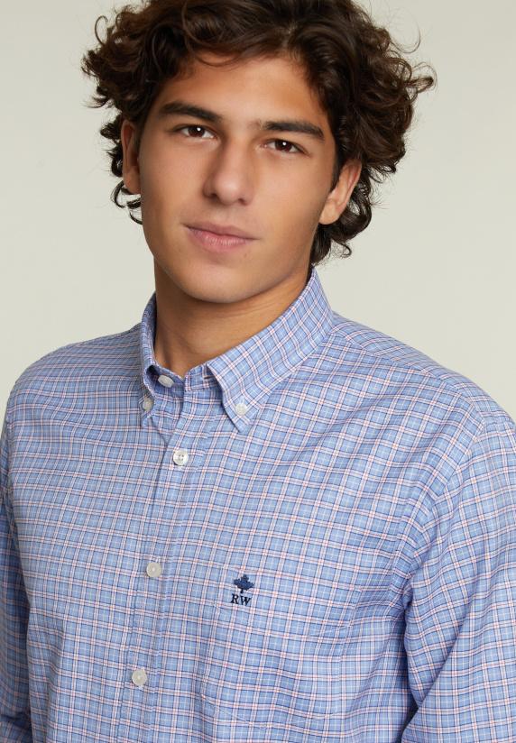 River Woods Custom Fit Geruit Hemd Met Zak Multi