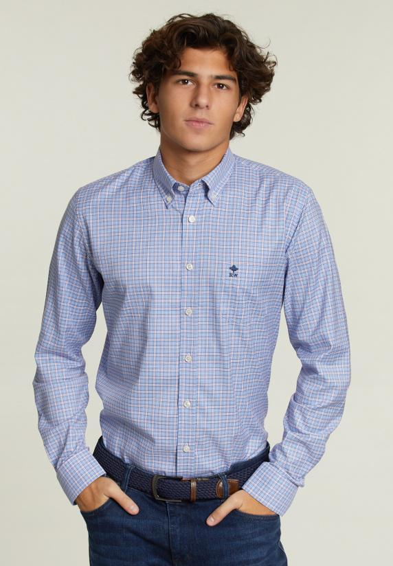 river woods Custom fit geruit hemd met zak multi