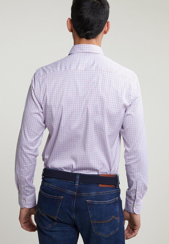 River Woods Custom Fit Geruit Hemd Rood/blauw