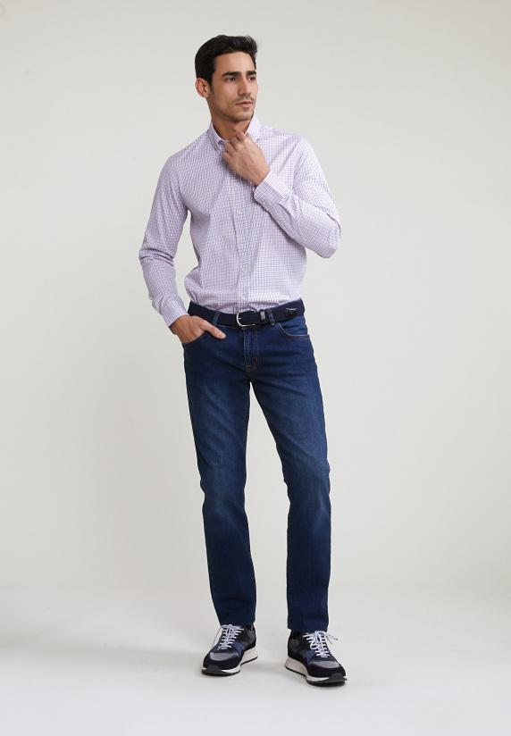 River Woods Custom Fit Geruit Hemd Rood/blauw