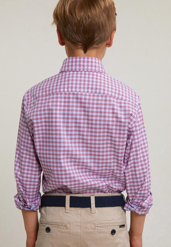 River Woods Custom Fit Geruit Hemd Rood/wit