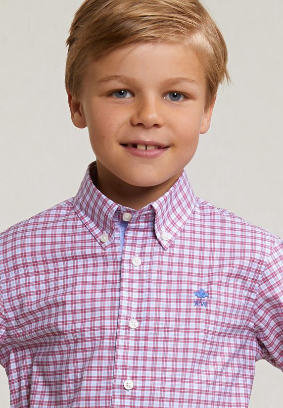 River Woods Custom Fit Geruit Hemd Rood/wit