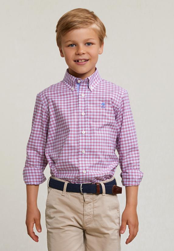 River Woods Custom Fit Geruit Hemd Rood/wit