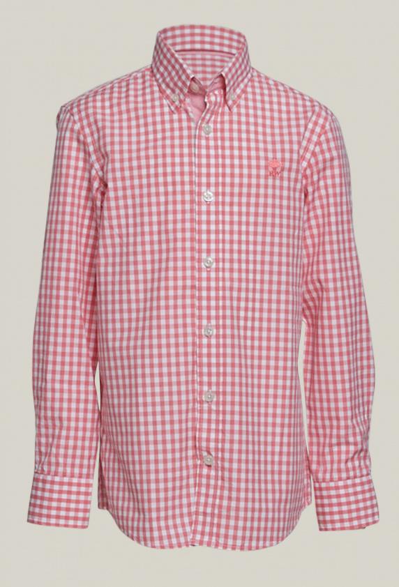 river woods Custom fit geruit hemd roze