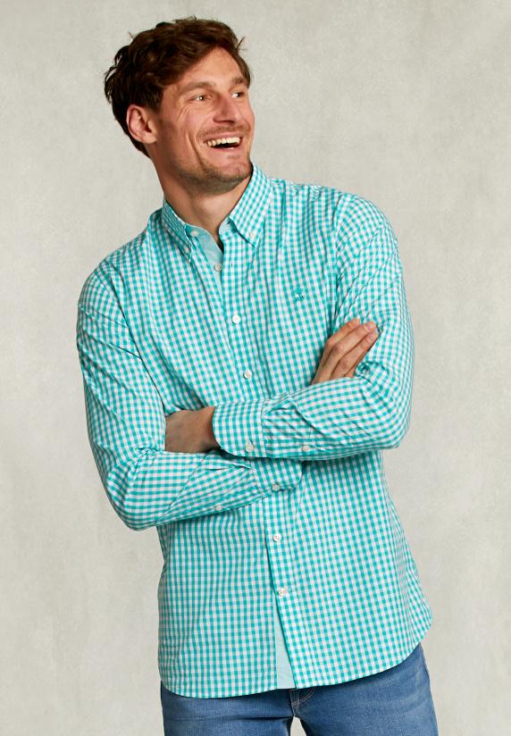 river woods Custom fit geruit hemd wit/groen