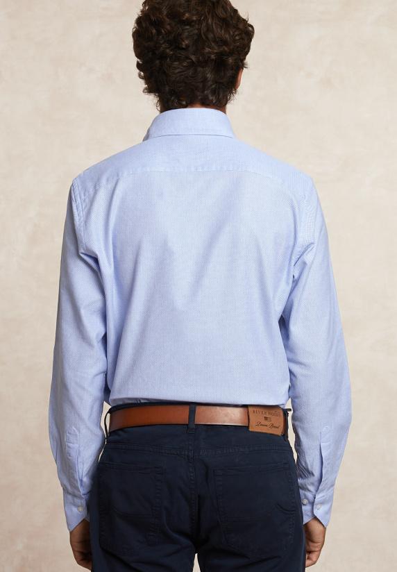 River Woods Custom Fit Gestipt Hemd Blauw