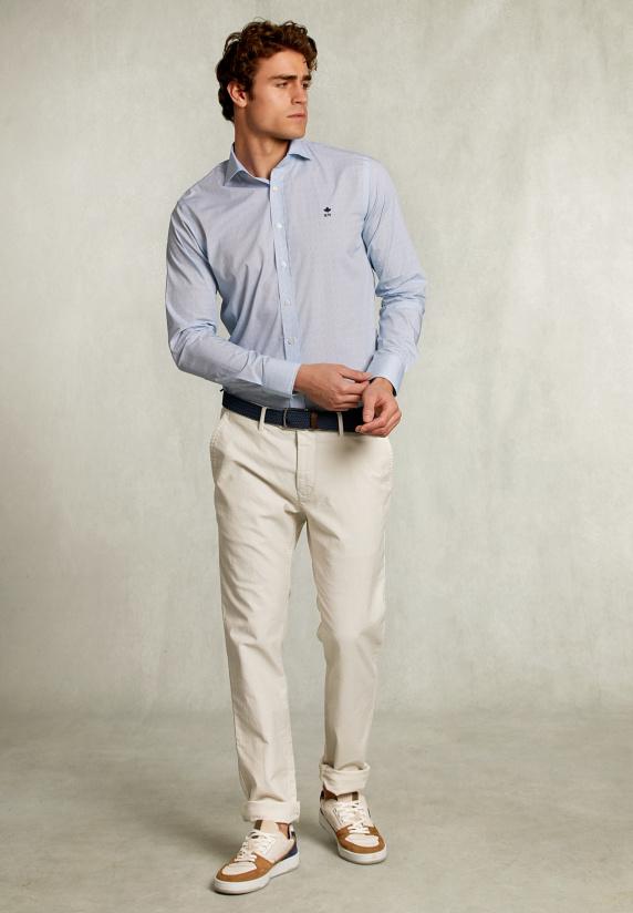 River Woods Custom Fit Gestipt Hemd Blauw/groen