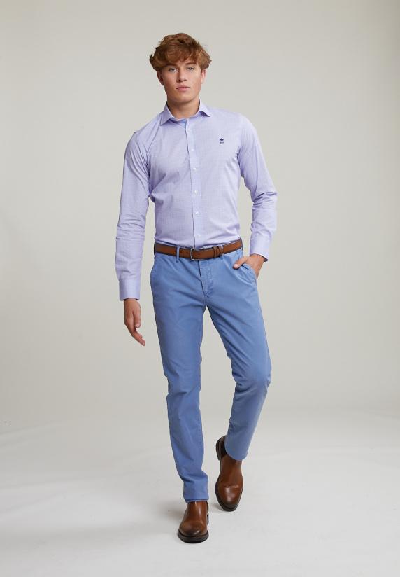 River Woods Custom Fit Gestipt Hemd Blauw/rood