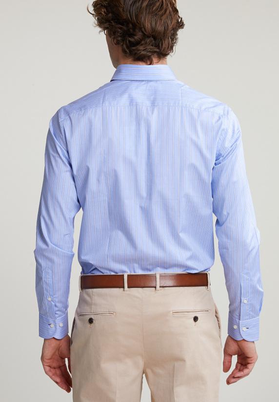 River Woods Custom Fit Gestreept Hemd Blauw/wit