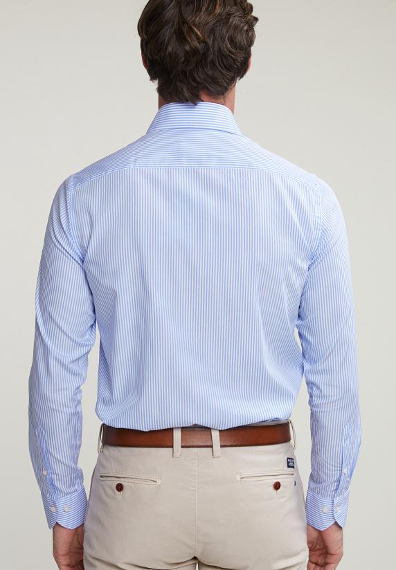 River Woods Custom Fit Gestreept Hemd Blauw/wit