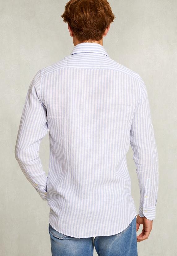 River Woods Custom Fit Gestreept Hemd Blauw/wit