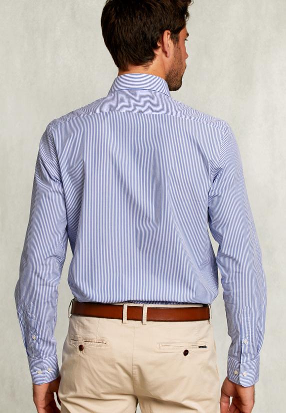 River Woods Custom Fit Gestreept Hemd Blauw/wit