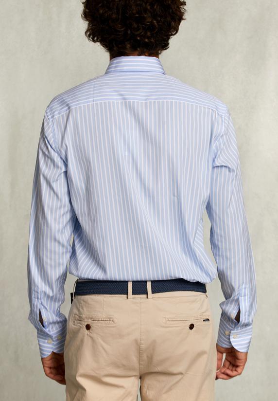 River Woods Custom Fit Gestreept Hemd Blauw/wit