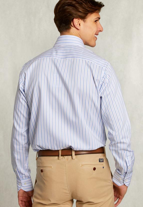 River Woods Custom Fit Gestreept Hemd Blauw/wit