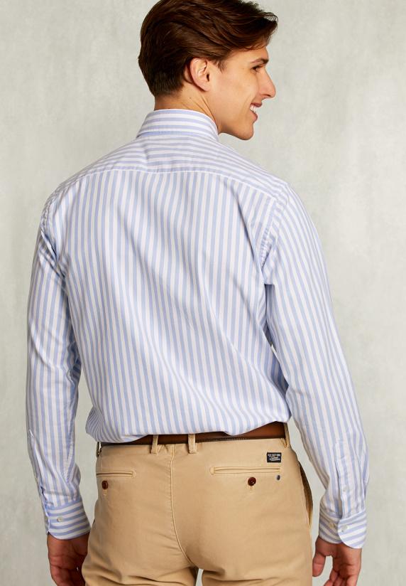 River Woods Custom Fit Gestreept Hemd Blauw/wit
