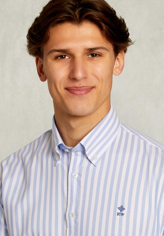 River Woods Custom Fit Gestreept Hemd Blauw/wit