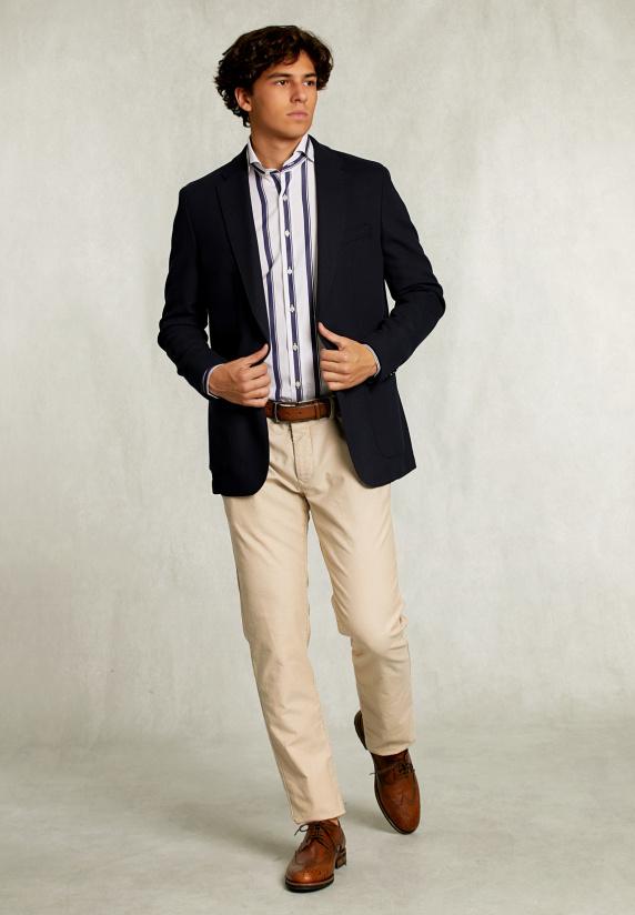 River Woods Custom Fit Gestreept Hemd Blauw/wit