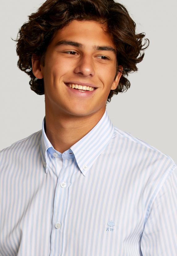 River Woods Custom Fit Gestreept Hemd In Blauw/wit