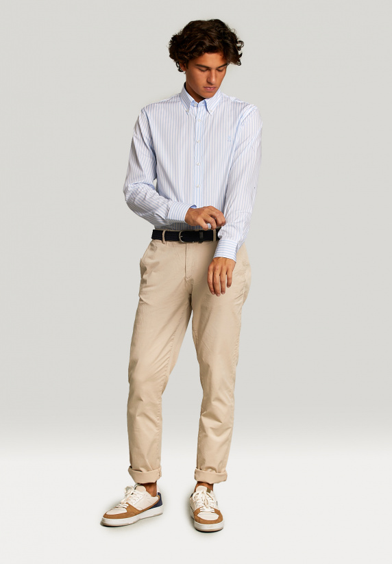 River Woods Custom Fit Gestreept Hemd In Blauw/wit