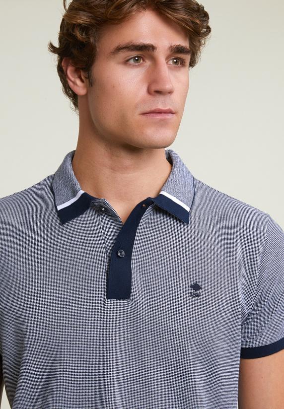 River Woods Custom Fit Jacquard Polo Navy/écru